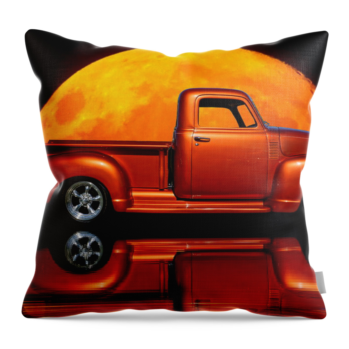 Reflection Throw Pillow featuring the photograph 1950 Chevy Pickup Poster by Alan Hutchins