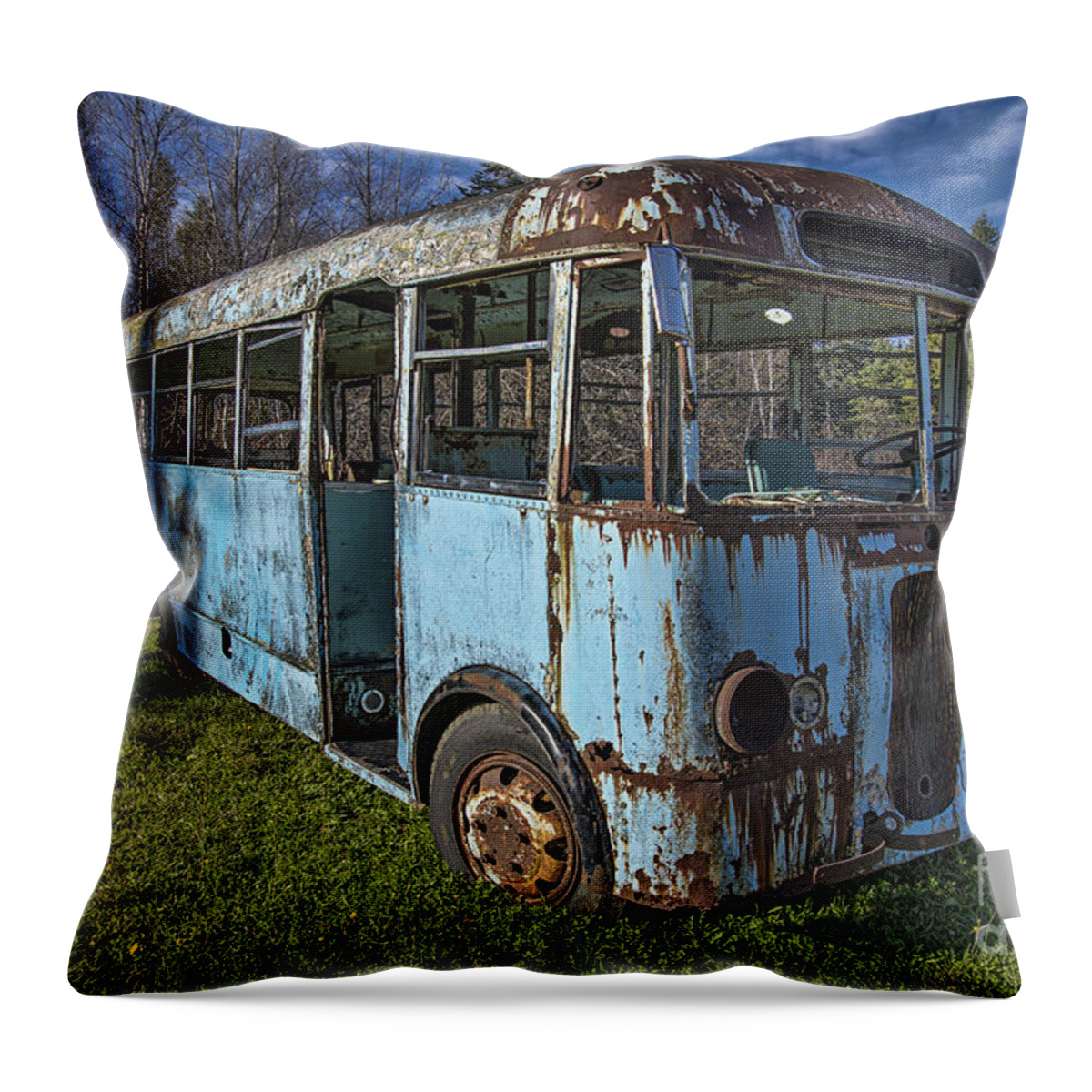 City Bus Throw Pillow featuring the photograph 1950's City Bus by Alana Ranney