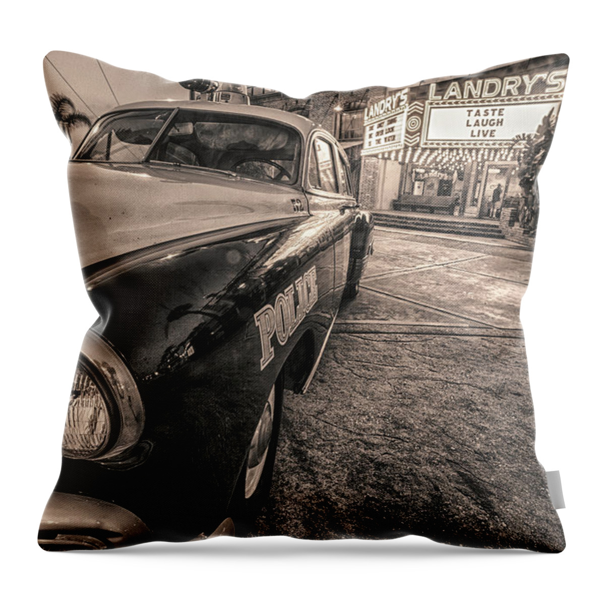 '52 Chevy Throw Pillow featuring the tapestry - textile 1952 Chevy Black and White by Kathy Adams Clark