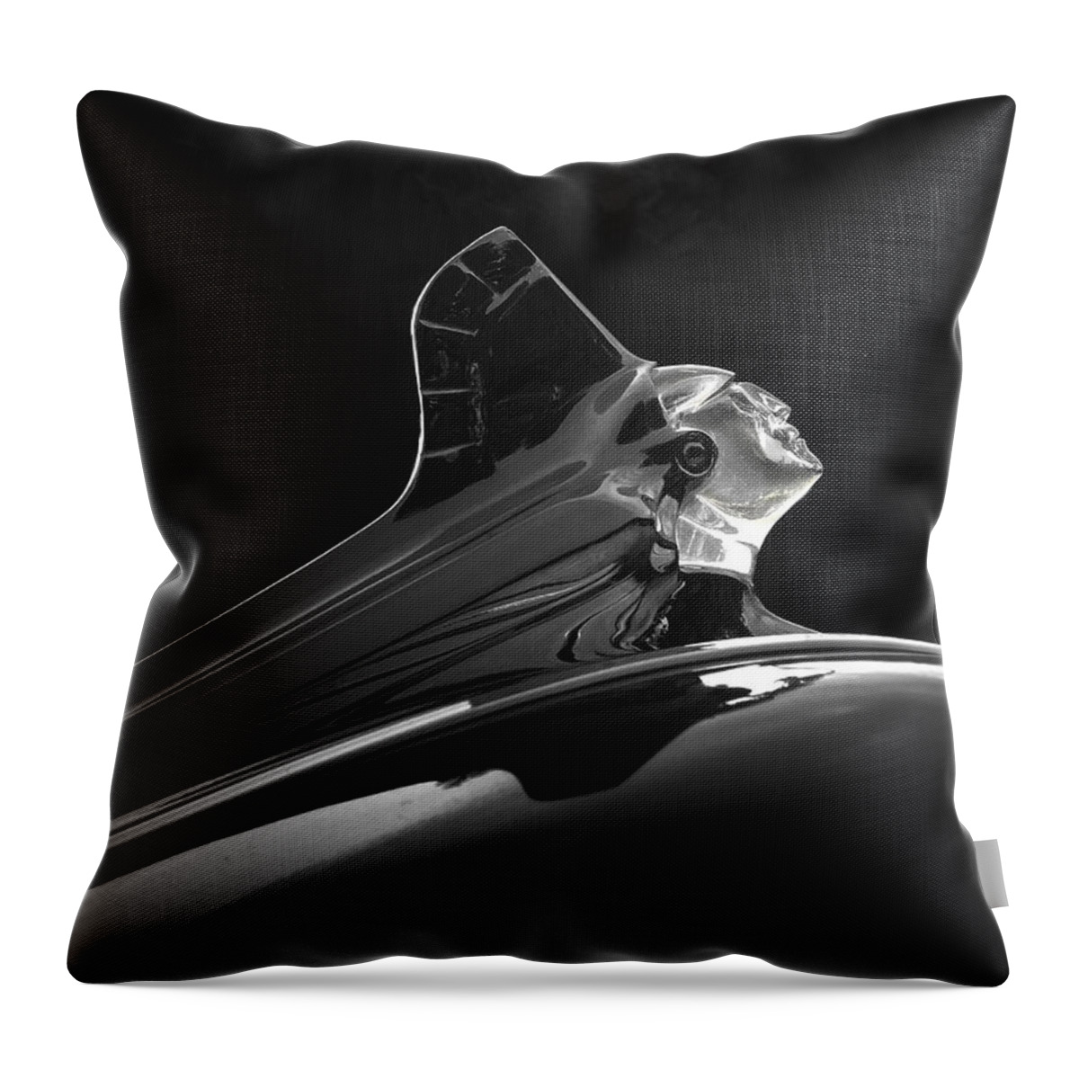 1052 Throw Pillow featuring the photograph 1952 Pontiac Catalina Chieftan Lighted Hood Ornament 3 by Betty Denise