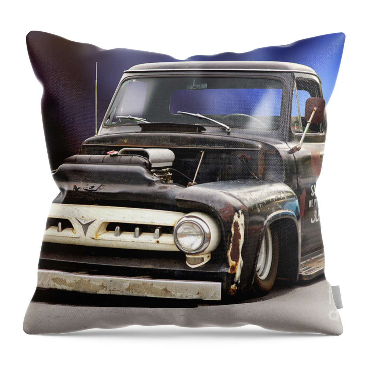 Automobile Throw Pillow featuring the photograph 1956 Ford F100 'Workingmans' Pickup II by Dave Koontz
