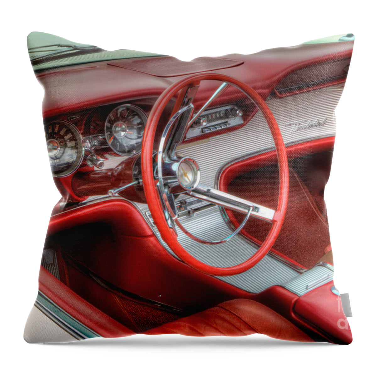 1962 Throw Pillow featuring the photograph 1962 Thunderbird Dash by Jerry Fornarotto