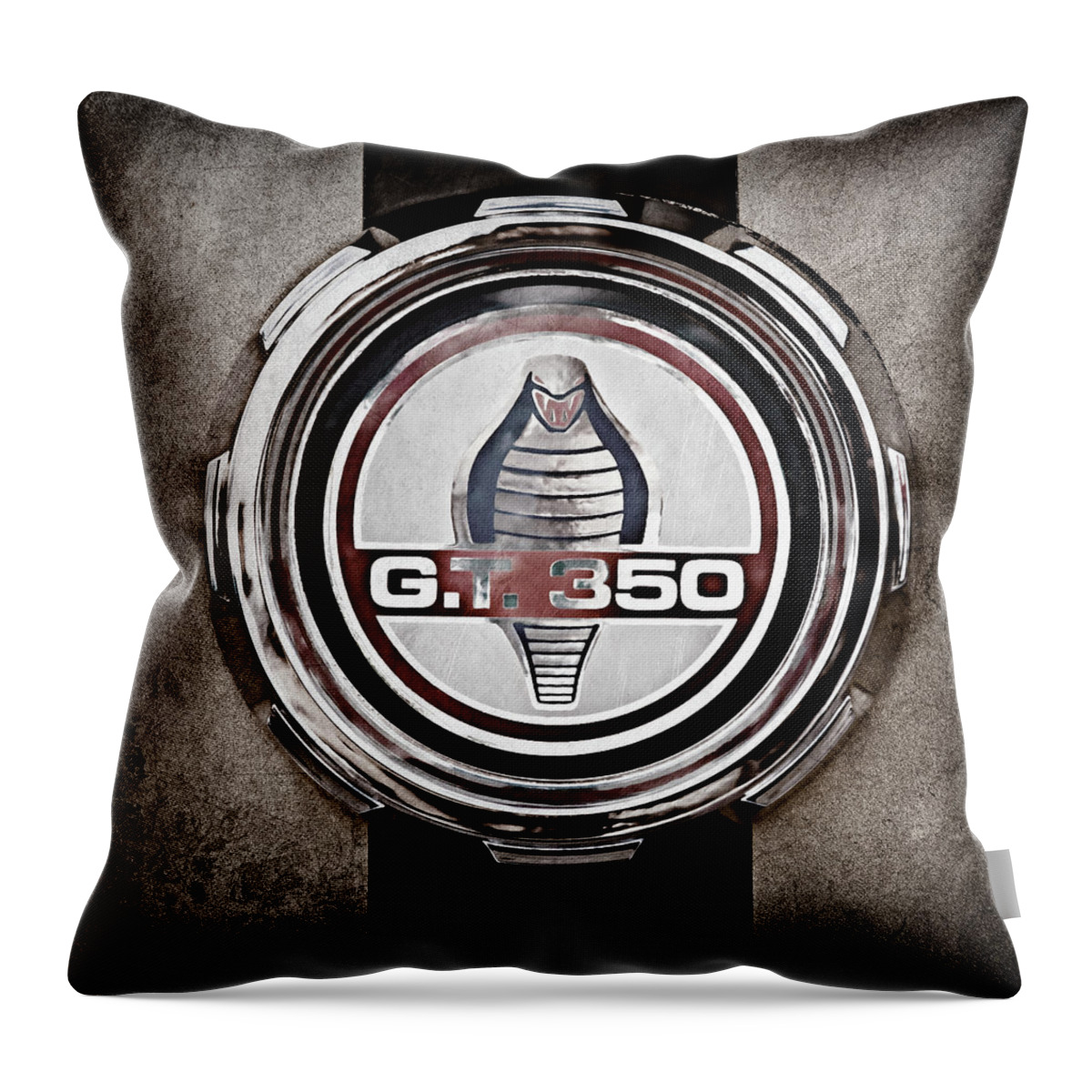 1966 Ford Mustang Convertible Gt 350 Cobra Emblem Throw Pillow featuring the photograph 1966 Ford Mustang Convertible GT 350 Cobra Emblem -0328ac by Jill Reger