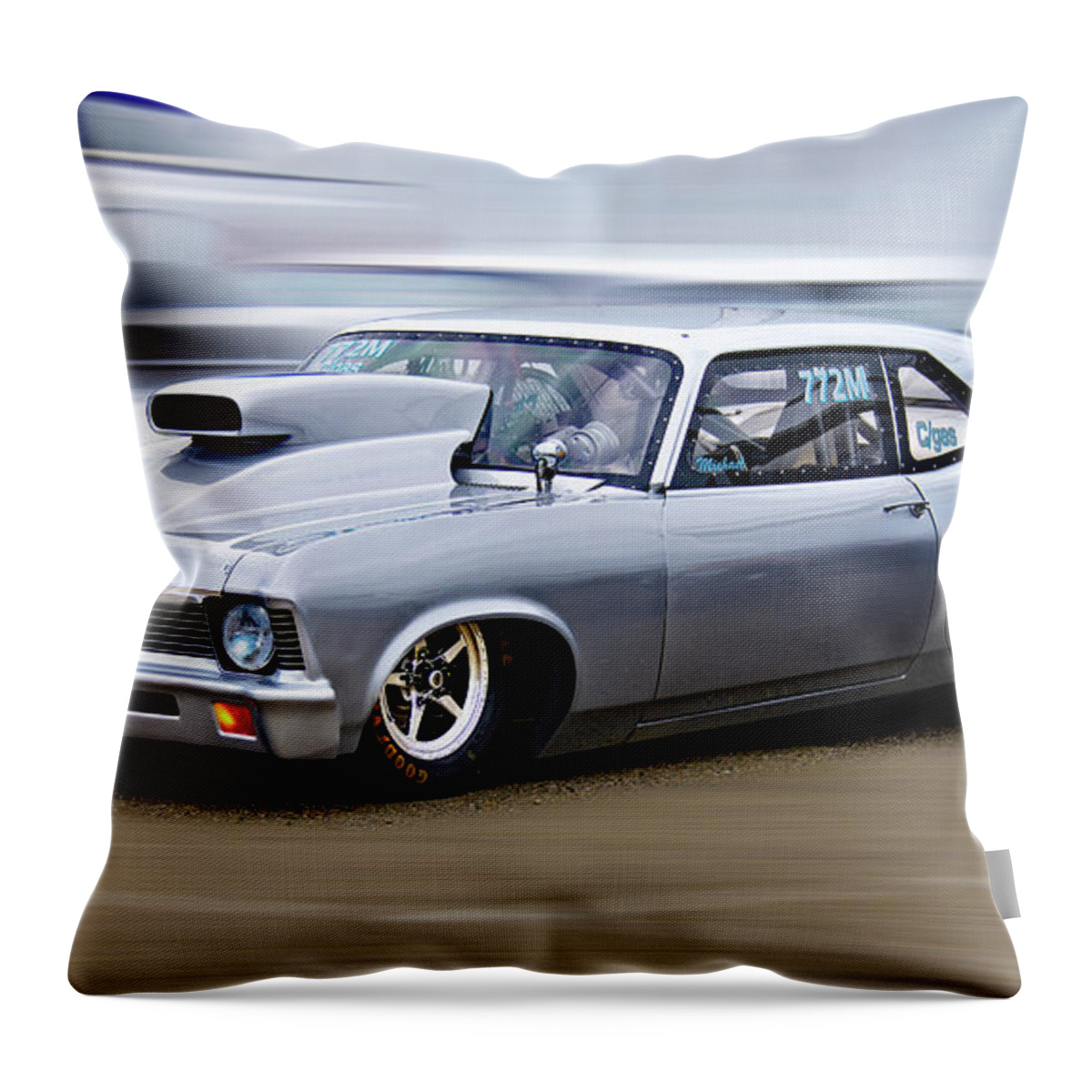 Auto Throw Pillow featuring the photograph 1969 Chevrolet Nova 'C Gas' Dragster by Dave Koontz
