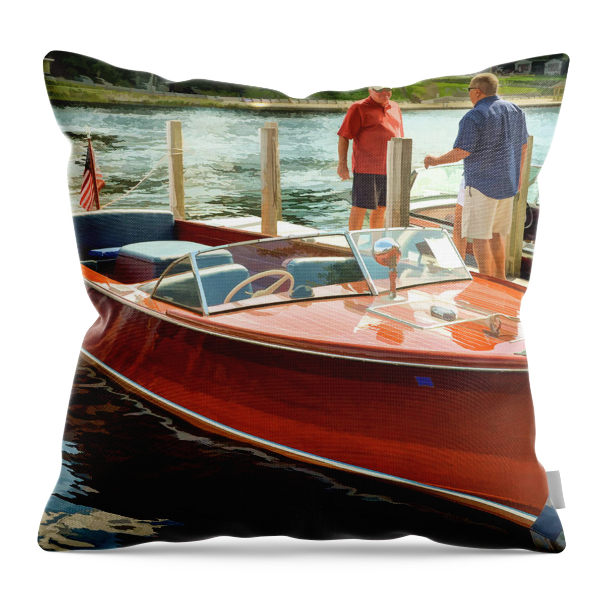 Boat Throw Pillow featuring the photograph 1969 Chris-Craft by David Thompsen