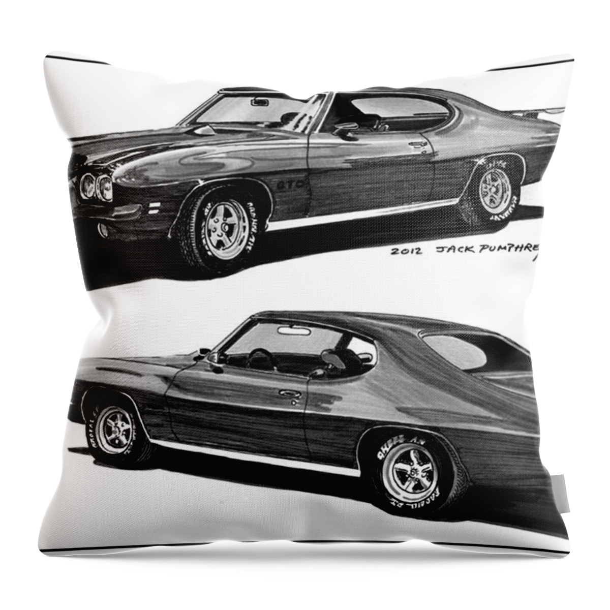1971 Pontiac Gto Throw Pillow featuring the painting 1971 Pontiac G T O Coming and Goin by Jack Pumphrey