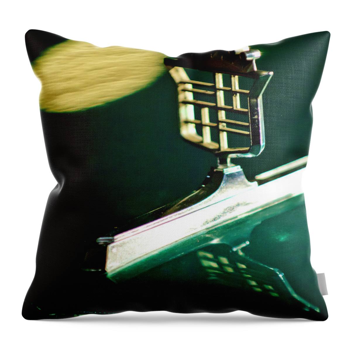 1976 Cadillac Fleetwood Throw Pillow featuring the photograph 1976 Cadillac Fleetwood Hood Ornament by Jill Reger
