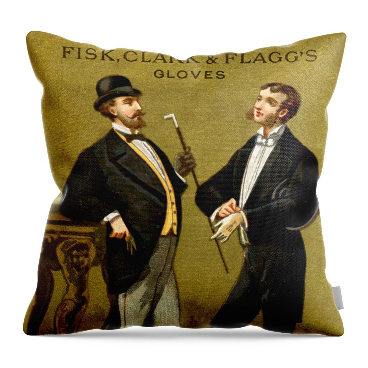 Historicimage Throw Pillow featuring the painting 19th C. Men's Gloves Poster 2 by Historic Image