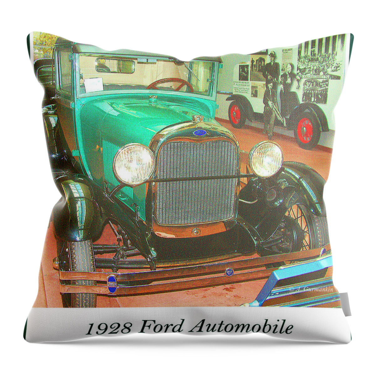 Harrah's Automobile Museum Throw Pillow featuring the photograph 1928 Ford Automobile #2 by A Macarthur Gurmankin