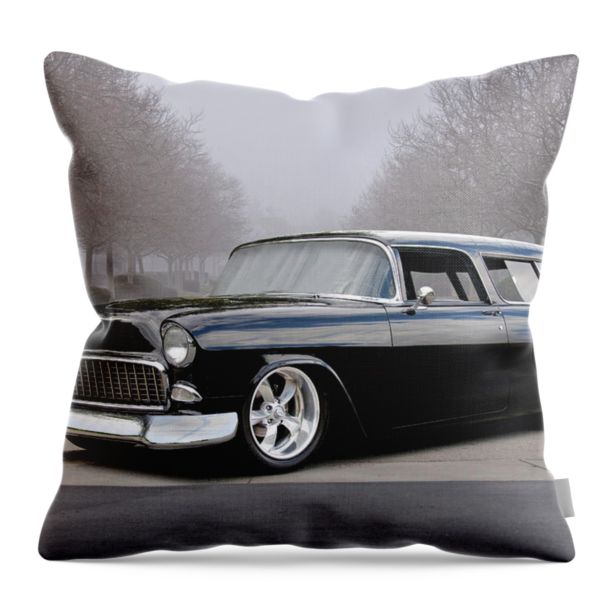 Auto Throw Pillow featuring the photograph 1955 Chevrolet Nomad Wagon #3 by Dave Koontz