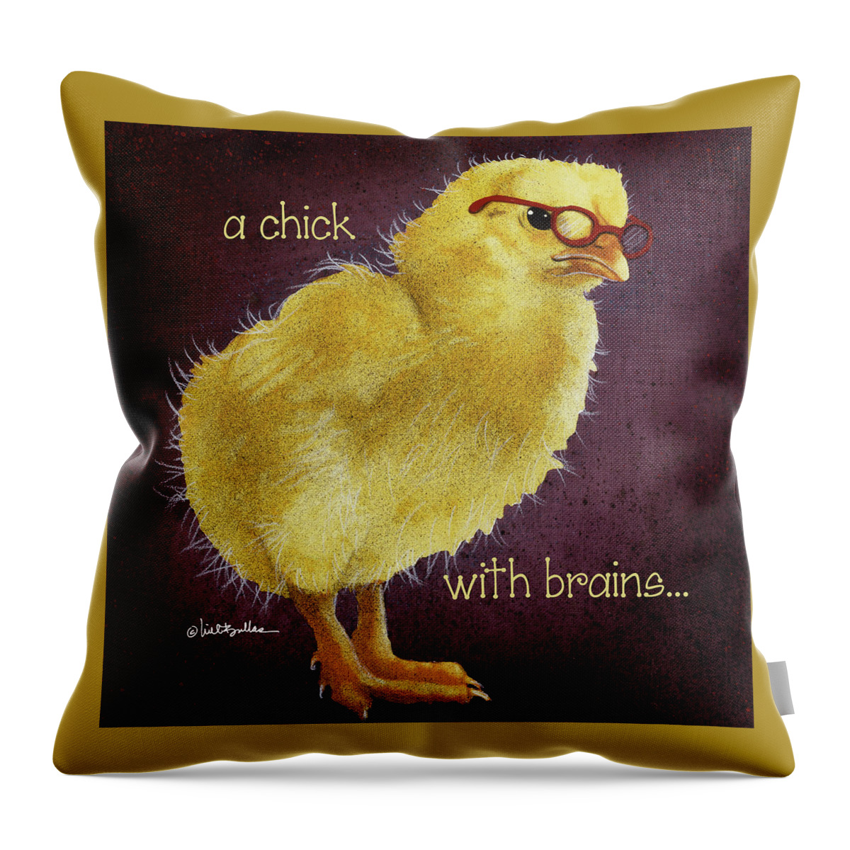 Will Bullas Throw Pillow featuring the painting A Chick With Brains... #3 by Will Bullas