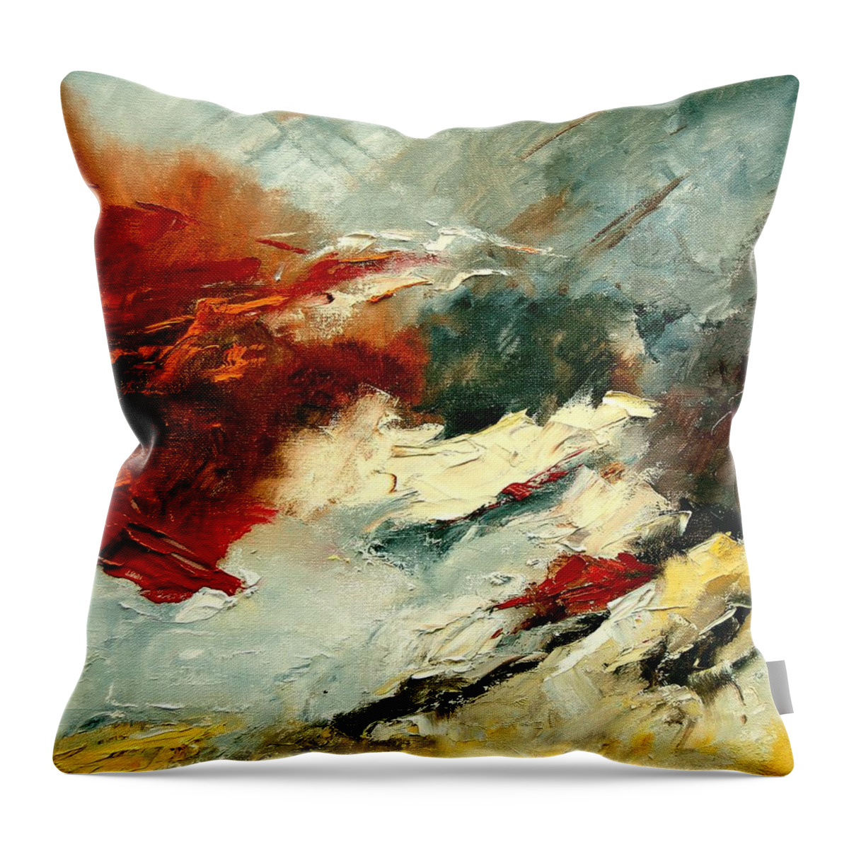 Abstract Throw Pillow featuring the painting Abstract 9 #1 by Pol Ledent