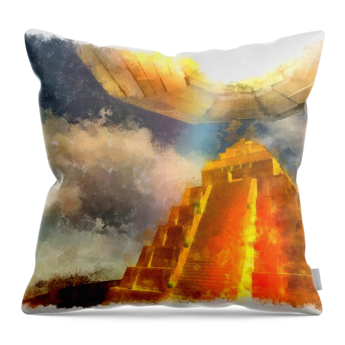 Ufo Throw Pillow featuring the painting Alien Home Planet #2 by Esoterica Art Agency