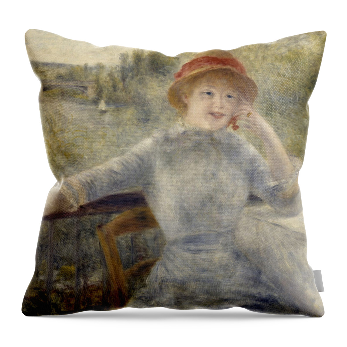 Auguste Renoir Throw Pillow featuring the painting Alphonsine Fournaise #2 by Auguste Renoir