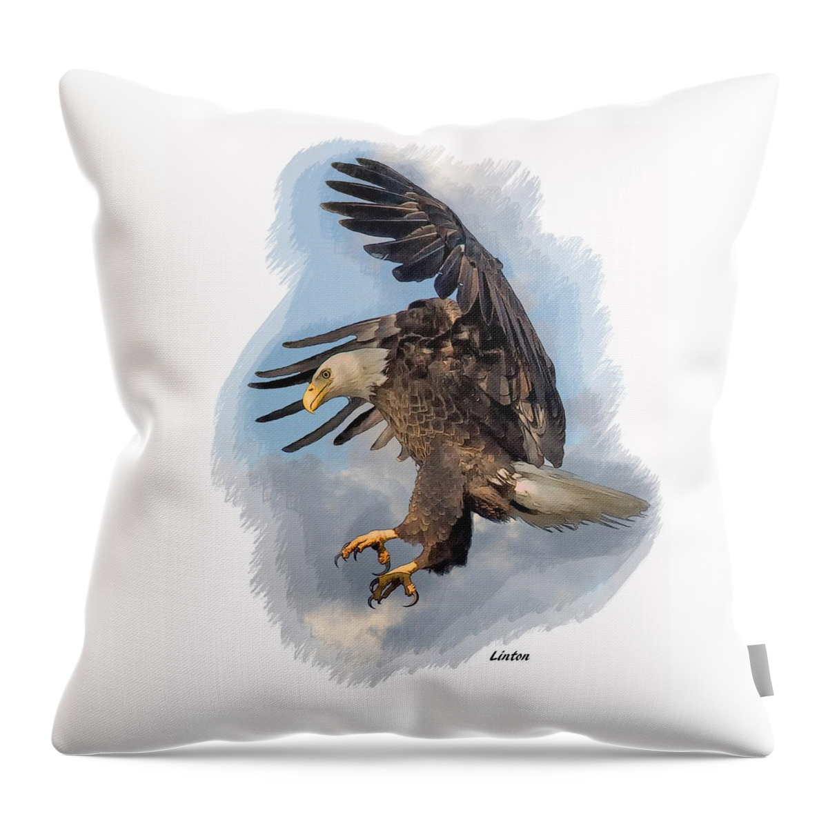 American Bald Eagle Throw Pillow featuring the digital art American Bald Eagle #2 by Larry Linton