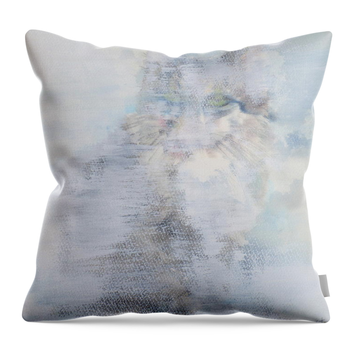 Cat Throw Pillow featuring the painting An Unchanging Will #2 by Fabrizio Cassetta