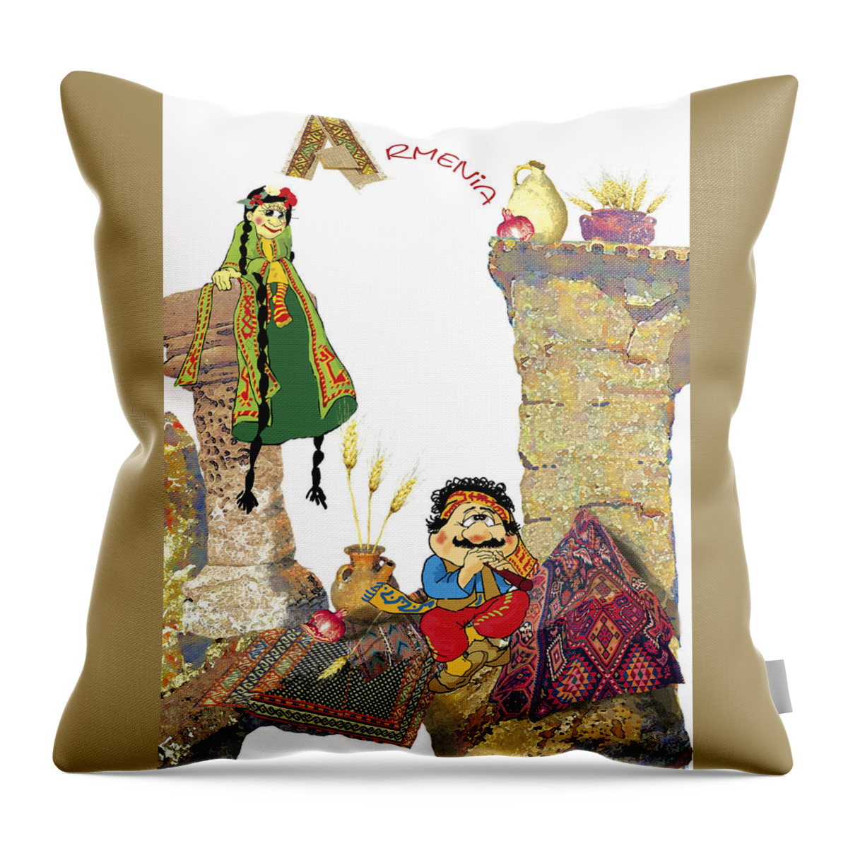 Armenia Throw Pillow featuring the painting Armenia #3 by Suren Nersisyan