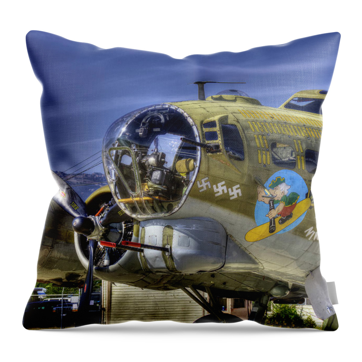 B-17 Bomber Throw Pillow featuring the photograph B-17 #6 by Joe Palermo