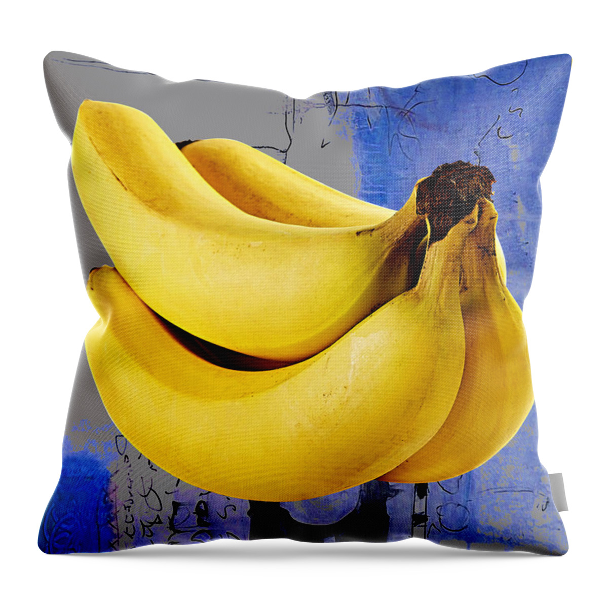 Banana Throw Pillow featuring the mixed media Banana Collection #2 by Marvin Blaine