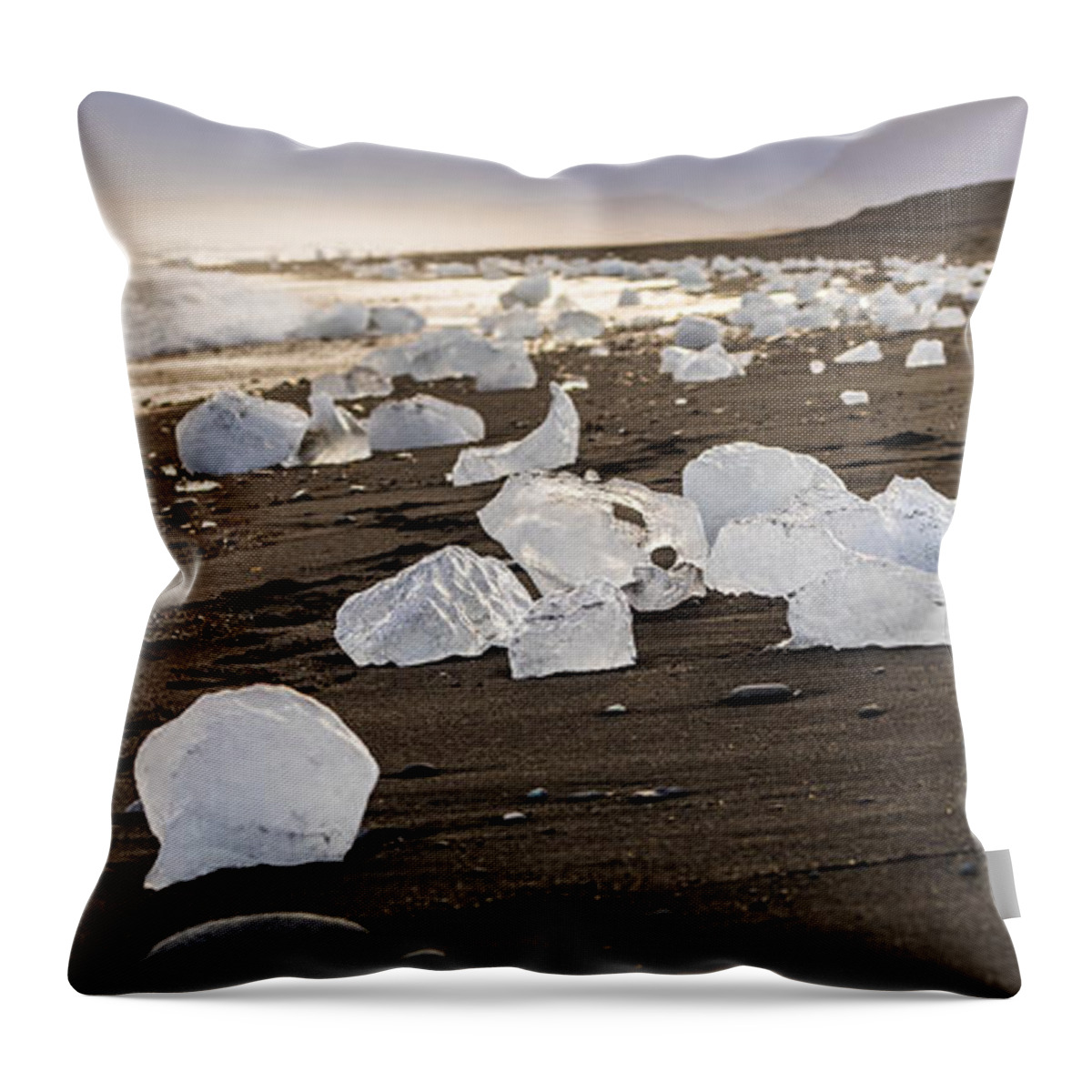 Jokulsarlon Throw Pillow featuring the photograph Beach ice #2 by James Billings