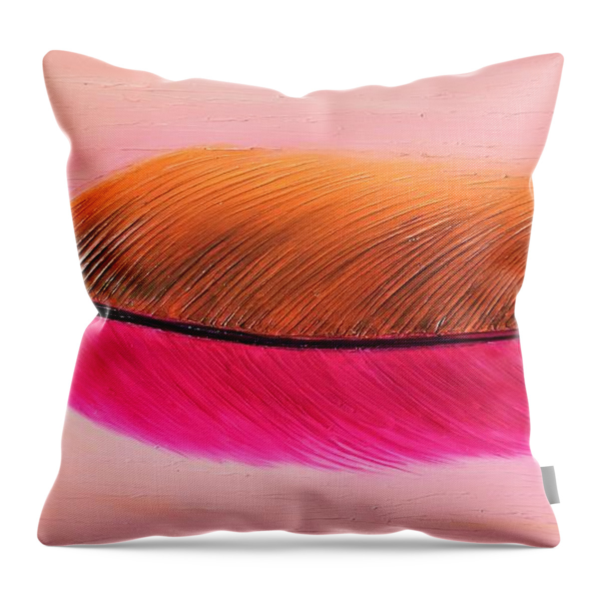 Feather Painting Throw Pillow featuring the painting Blushing Phase by Preethi Mathialagan