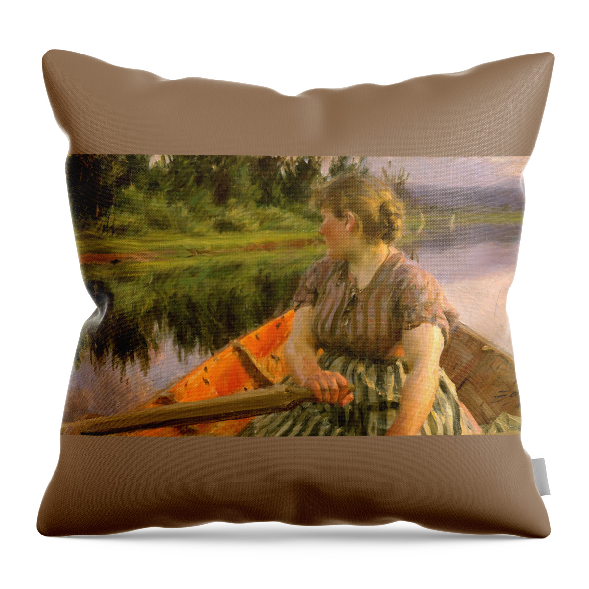Anders Zorn Throw Pillow featuring the painting Boating #2 by Anders Zorn