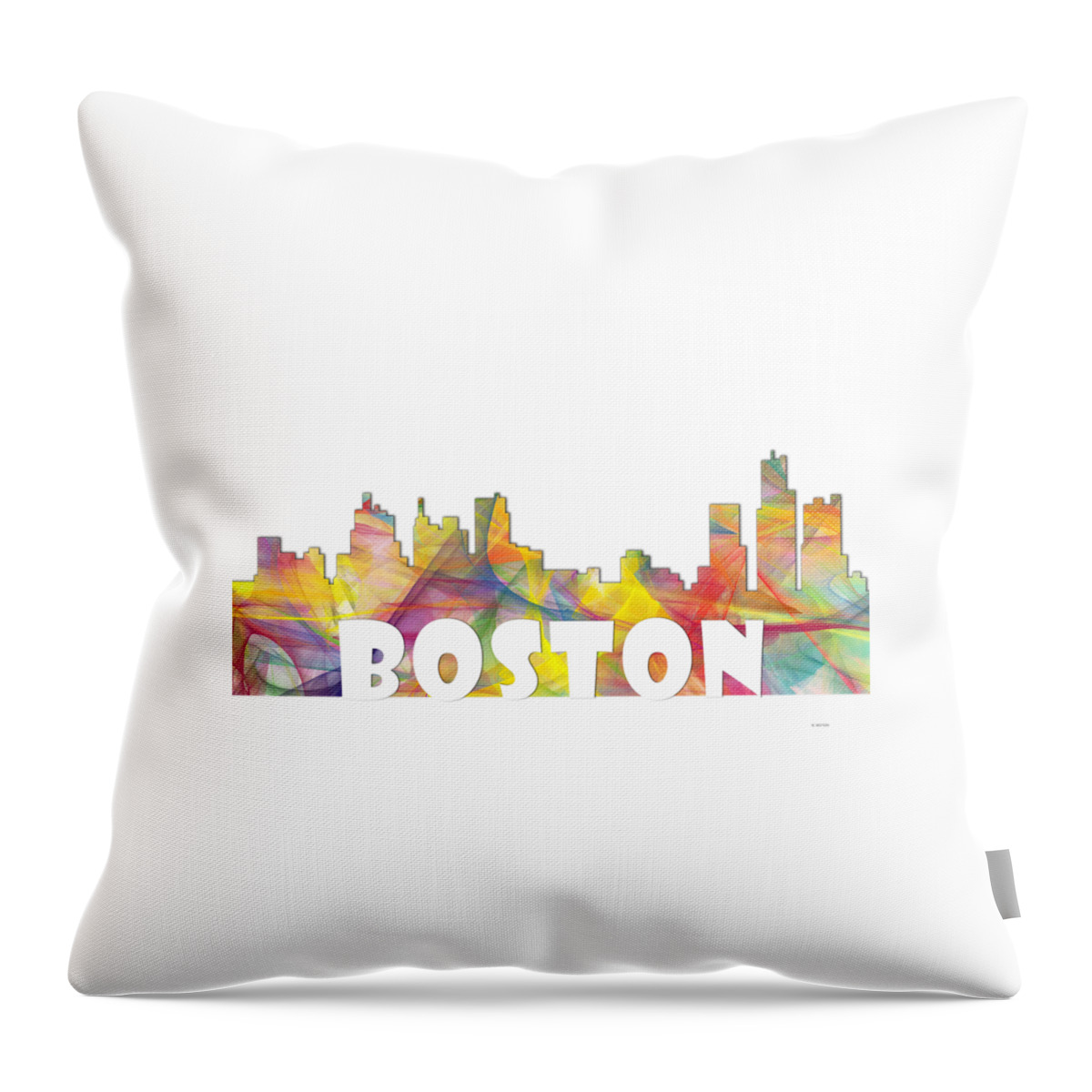 Boston Massachusetts Skyline Throw Pillow featuring the digital art Boston Massachusetts Skyline #2 by Marlene Watson