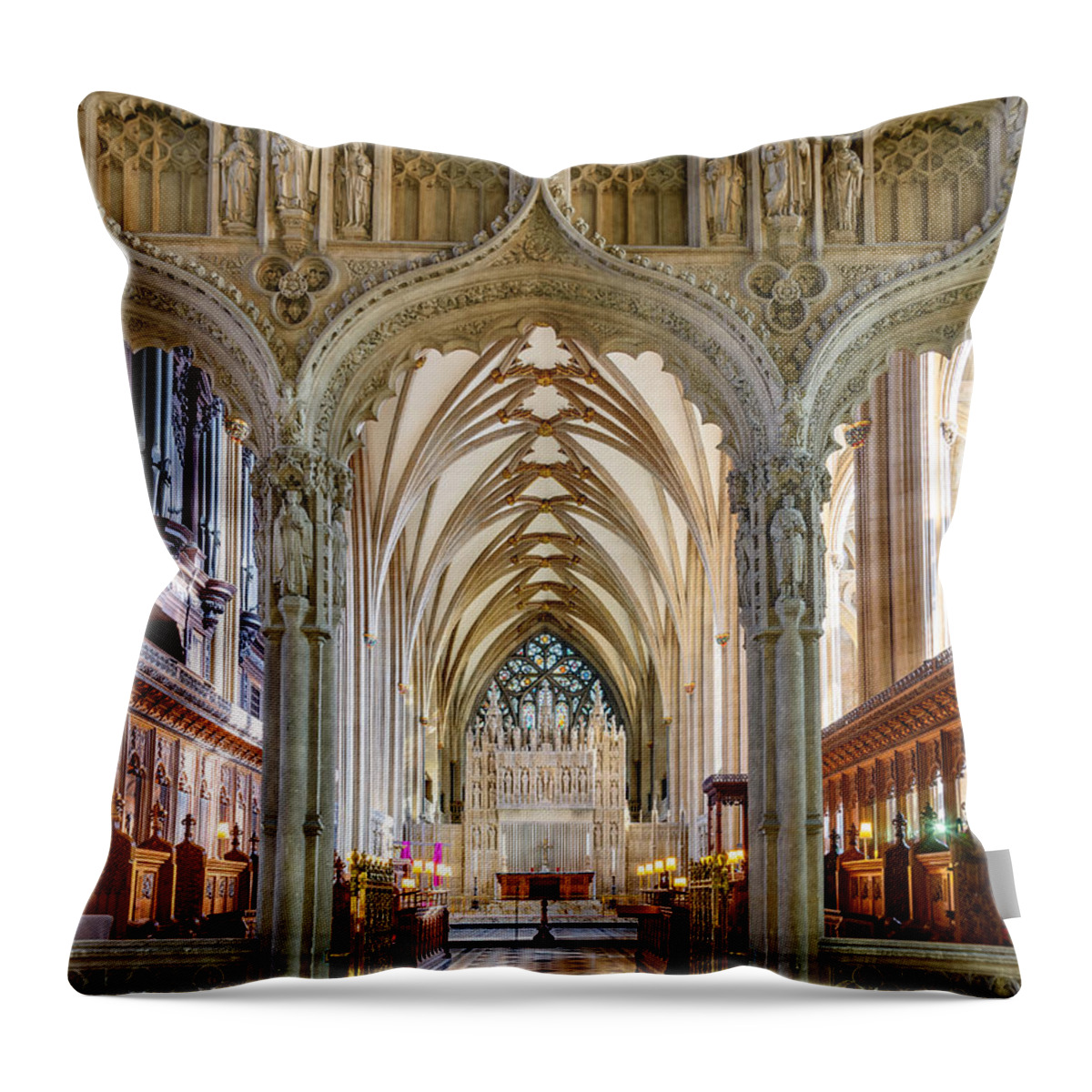 Bristol Cathedral Throw Pillow featuring the photograph Bristol Cathedral #2 by Colin Rayner