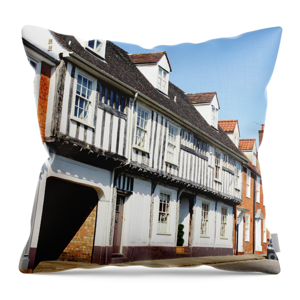 Architecture Throw Pillow featuring the photograph Bury St Edmunds houses #2 by Tom Gowanlock