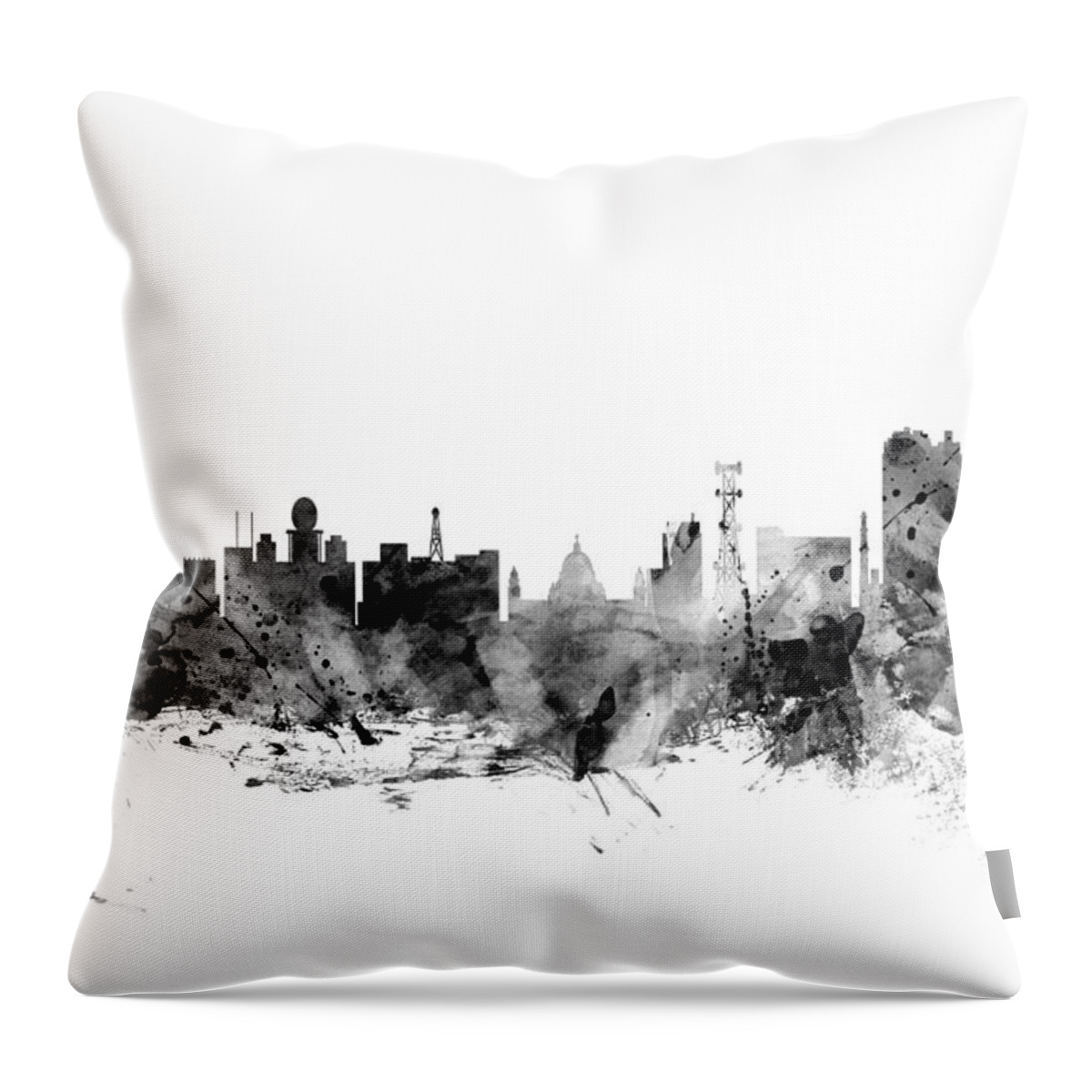 Watercolour Throw Pillow featuring the photograph Calcutta Kolkata India Skyline #2 by Michael Tompsett