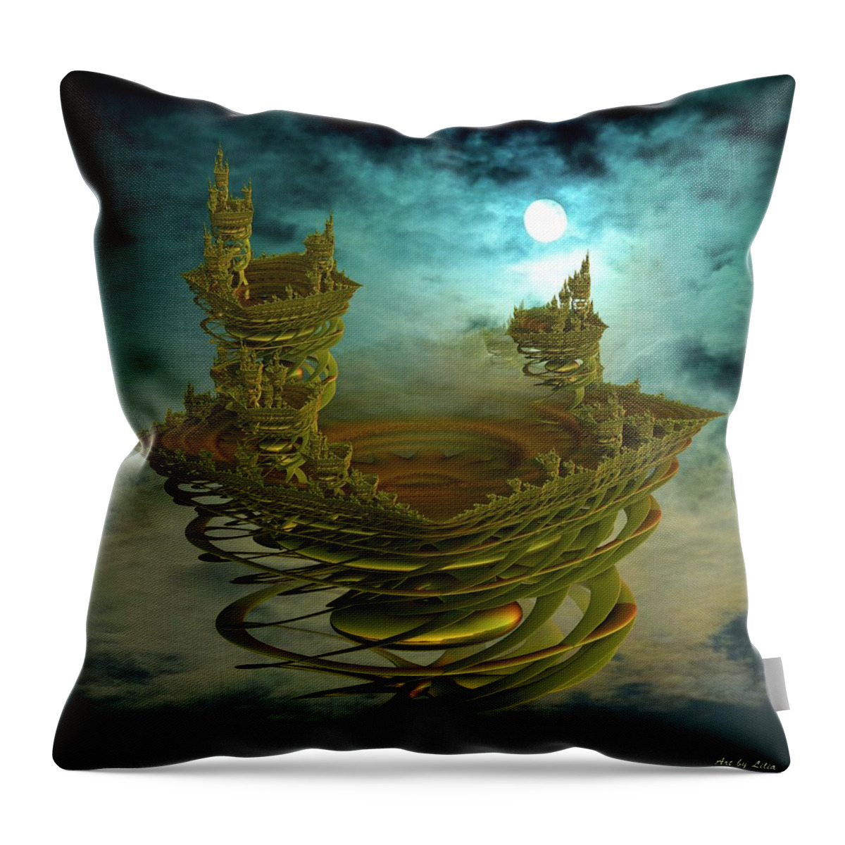 Castle In The Sky Throw Pillow featuring the digital art Castle in the sky #2 by Lilia S