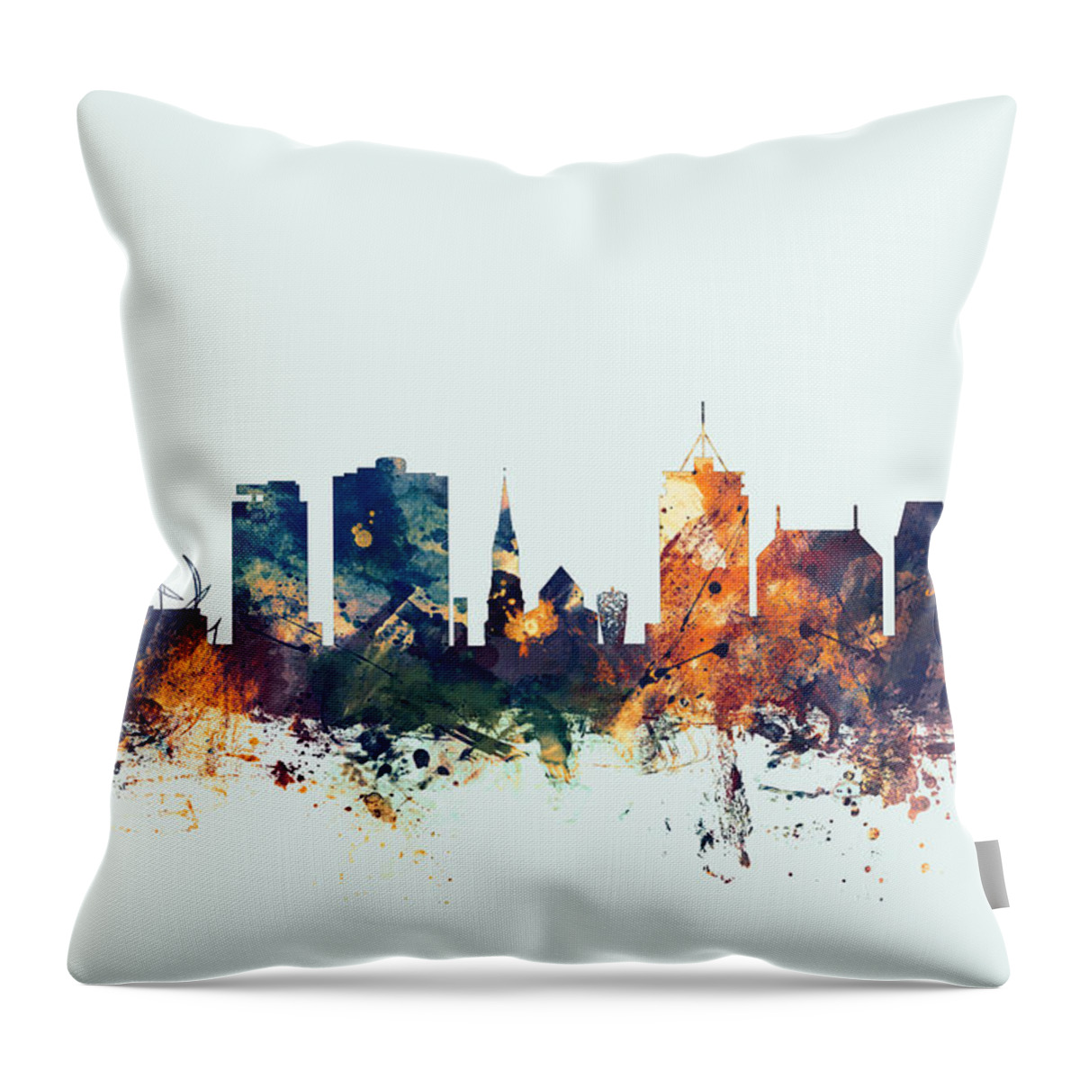 City Skyline Throw Pillow featuring the digital art Christchurch New Zealand Skyline #2 by Michael Tompsett