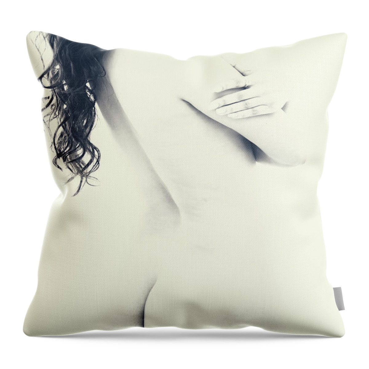 Nude Throw Pillow featuring the painting Curves #2 by Kiran Joshi