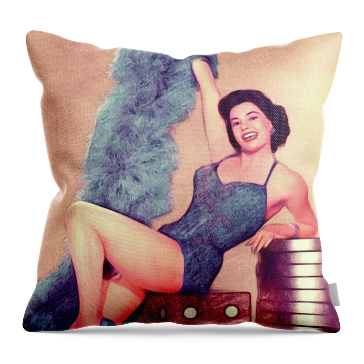 Cyd Throw Pillow featuring the painting Cyd Charisse, Actress and Dancer #2 by Esoterica Art Agency