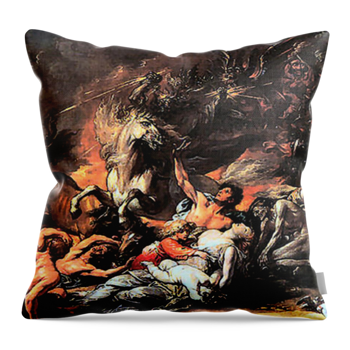 Benjamin West Throw Pillow featuring the painting Death On A Pale Horse #2 by Benjamin West