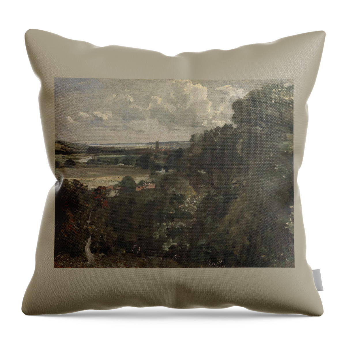 John Constable 17761837  Dedham From Near Gun Hill Throw Pillow featuring the painting Dedham from near Gun Hill #2 by John Constable