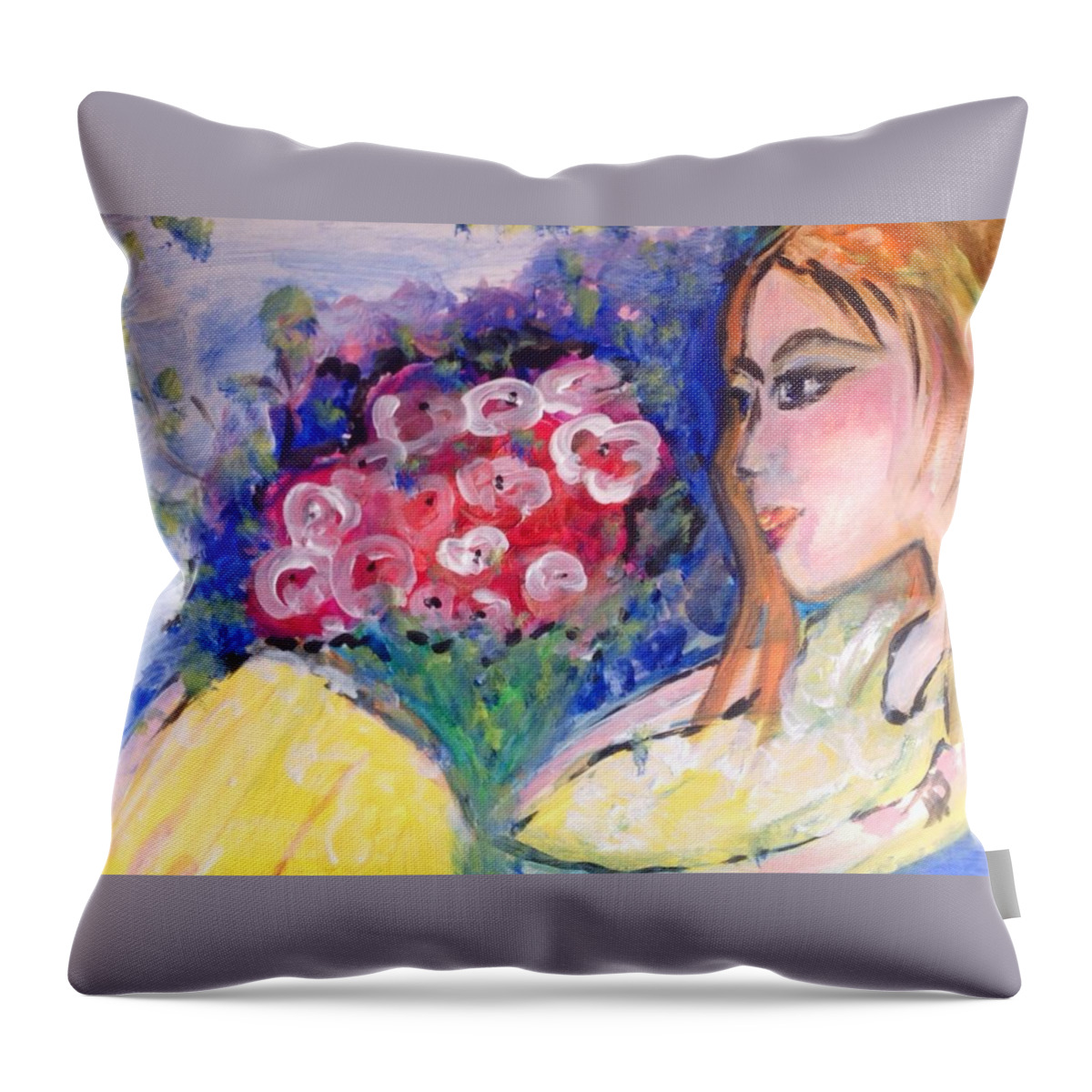Thought Throw Pillow featuring the painting Deep in thought #1 by Judith Desrosiers