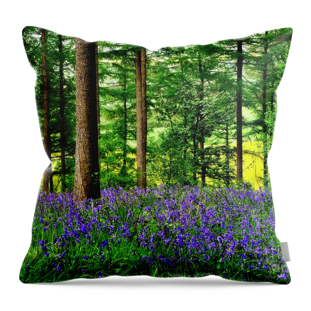 Bluebell Throw Pillow featuring the photograph English Bluebell Wood #2 by Martyn Arnold