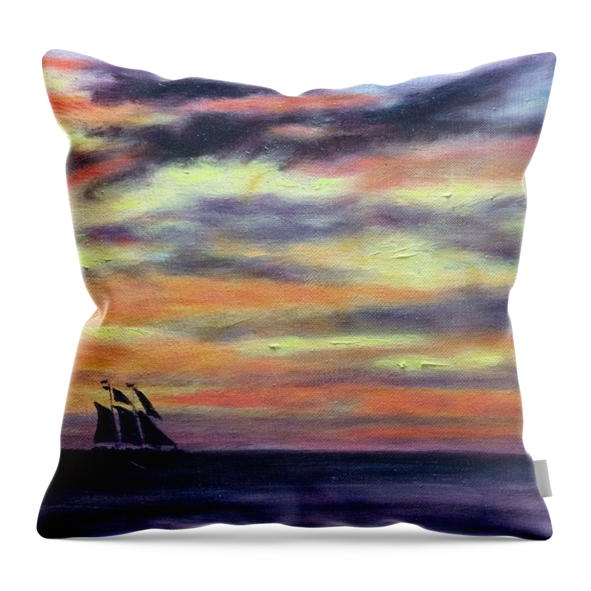 Water Throw Pillow featuring the painting Evening in Paradise by Paula Emery