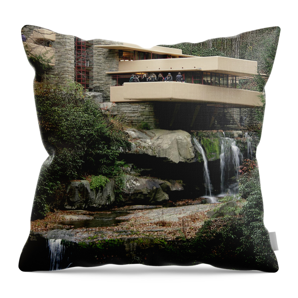 Frank Lloyd Wright Throw Pillow featuring the photograph Fallingwater #2 by Mark Alesse