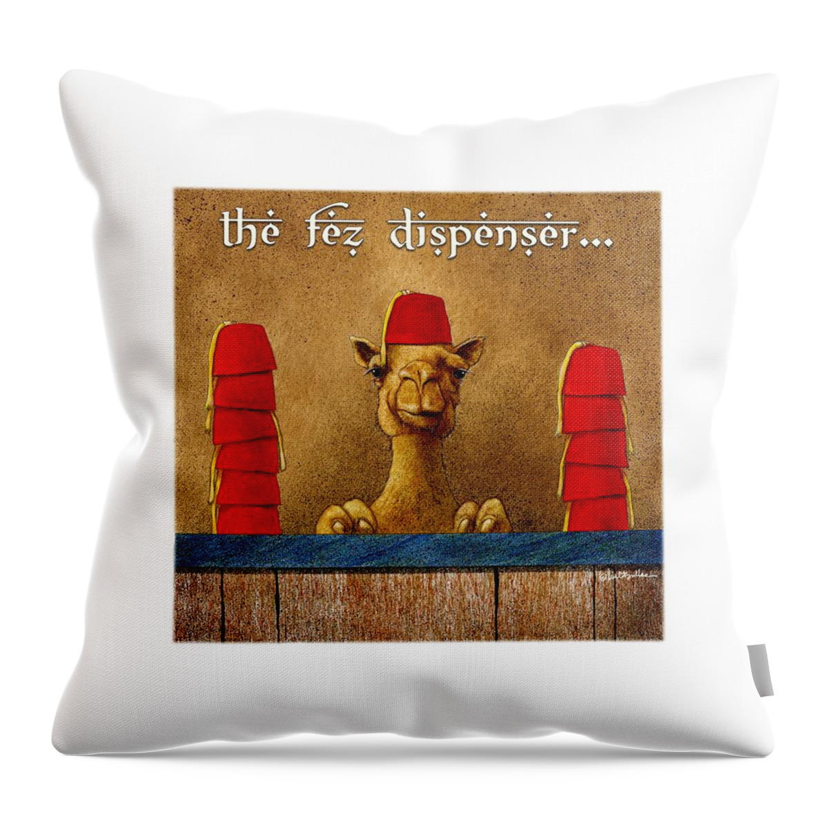Will Bullas Throw Pillow featuring the painting Fez Dispenser... #2 by Will Bullas