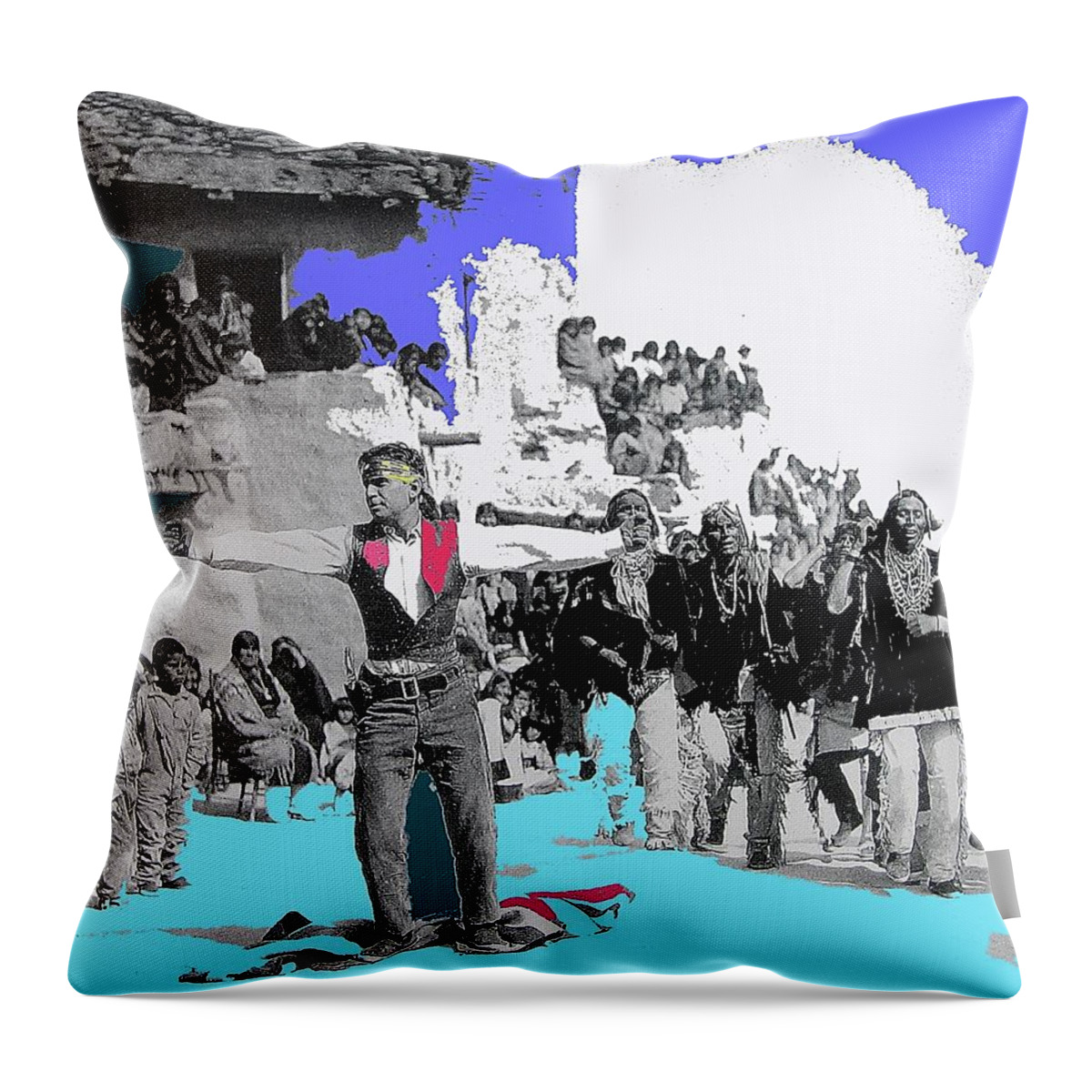 Film Homage Victor Fleming Douglas Fairbanks The Mollycoddle 1920 Hopi Indians Collage 2012 Throw Pillow featuring the photograph Film Homage Victor Fleming Douglas Fairbanks The Mollycoddle 1920 Hopi Indians Collage 2012 #1 by David Lee Guss