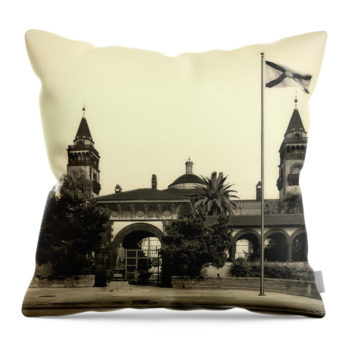 St. Augustine Throw Pillow featuring the photograph Flagler College - St Augustine Florida #2 by Mountain Dreams