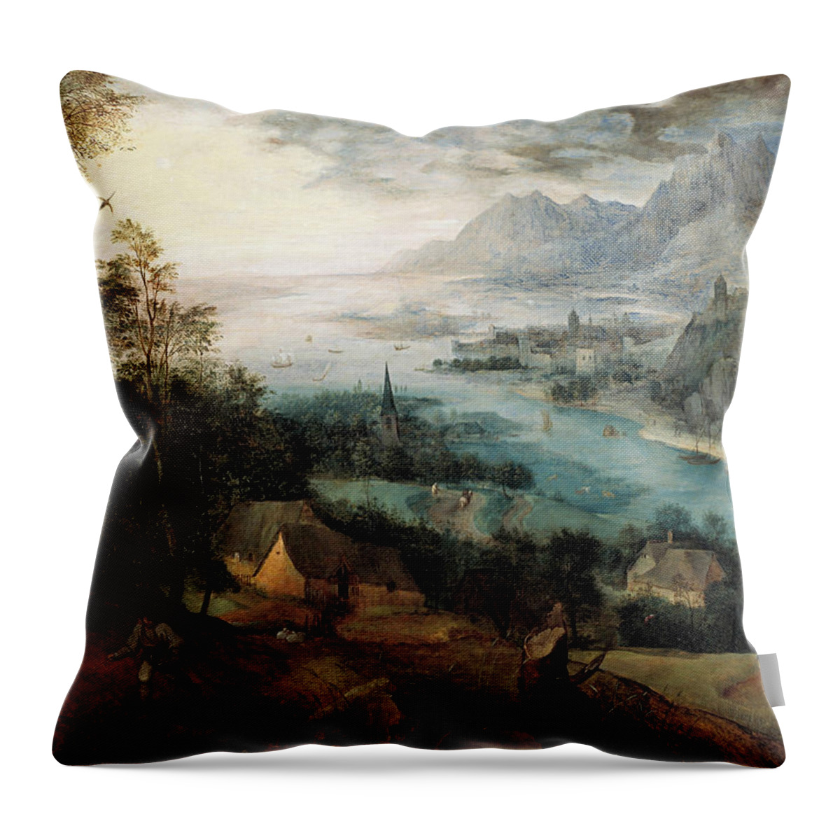 Pieter Bruegel The Elder Throw Pillow featuring the painting Flemish Parable of the Sower #2 by Pieter Bruegel the Elder