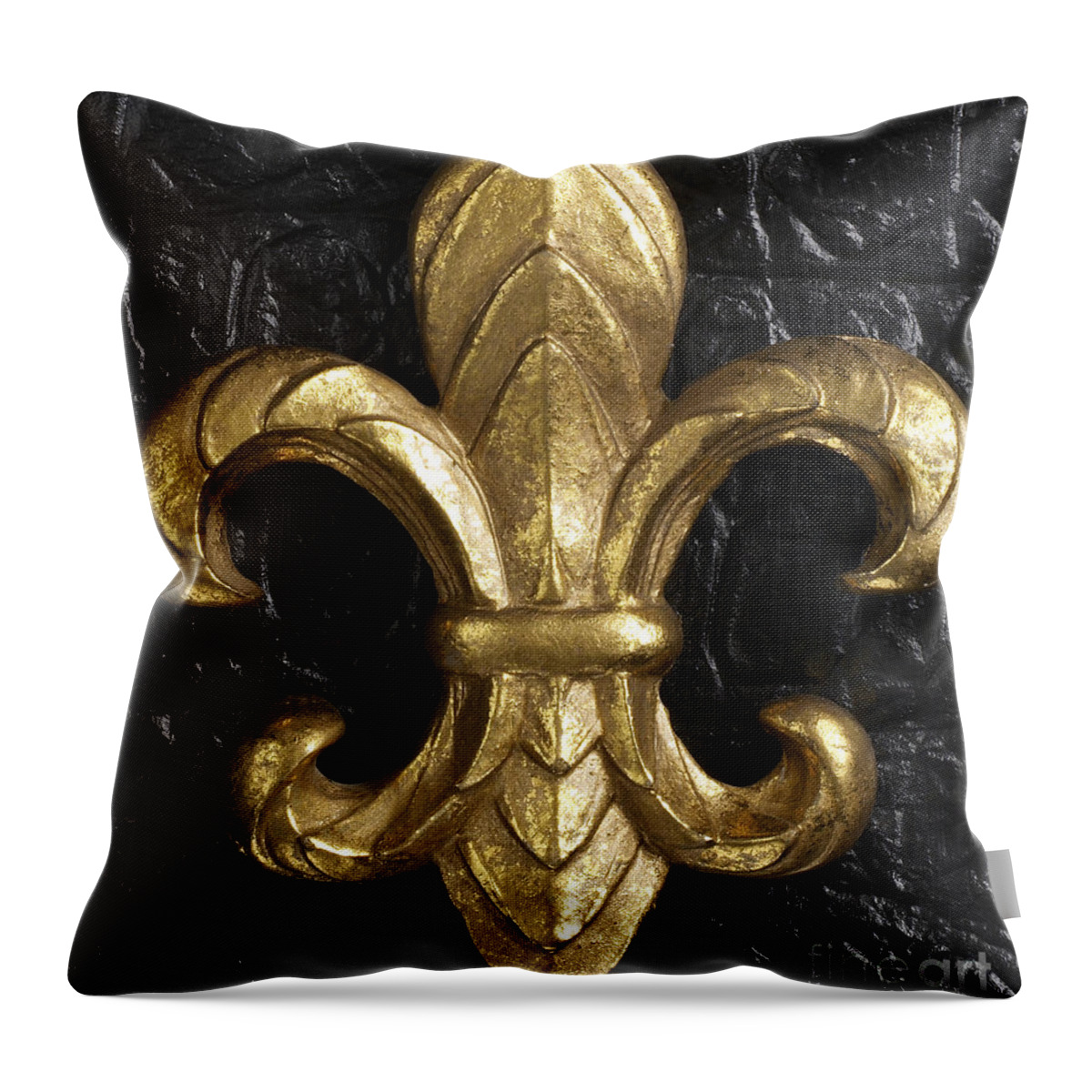 Gold Throw Pillow featuring the photograph Gold Fleur-di-lis by Tony Cordoza