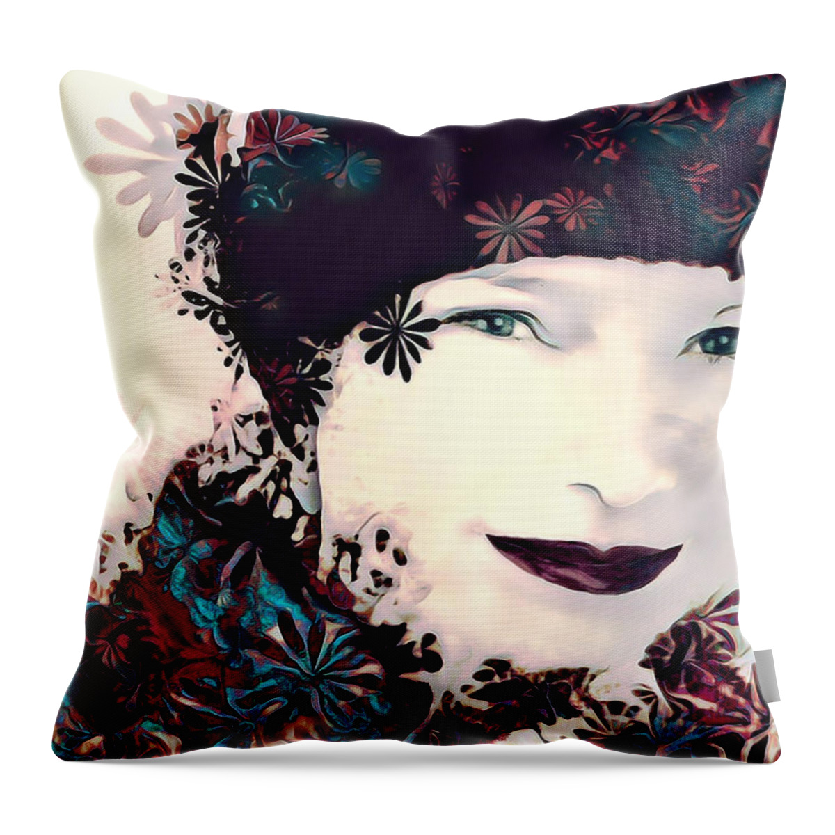 Flower Throw Pillow featuring the digital art Flower Girl #1 by Pennie McCracken