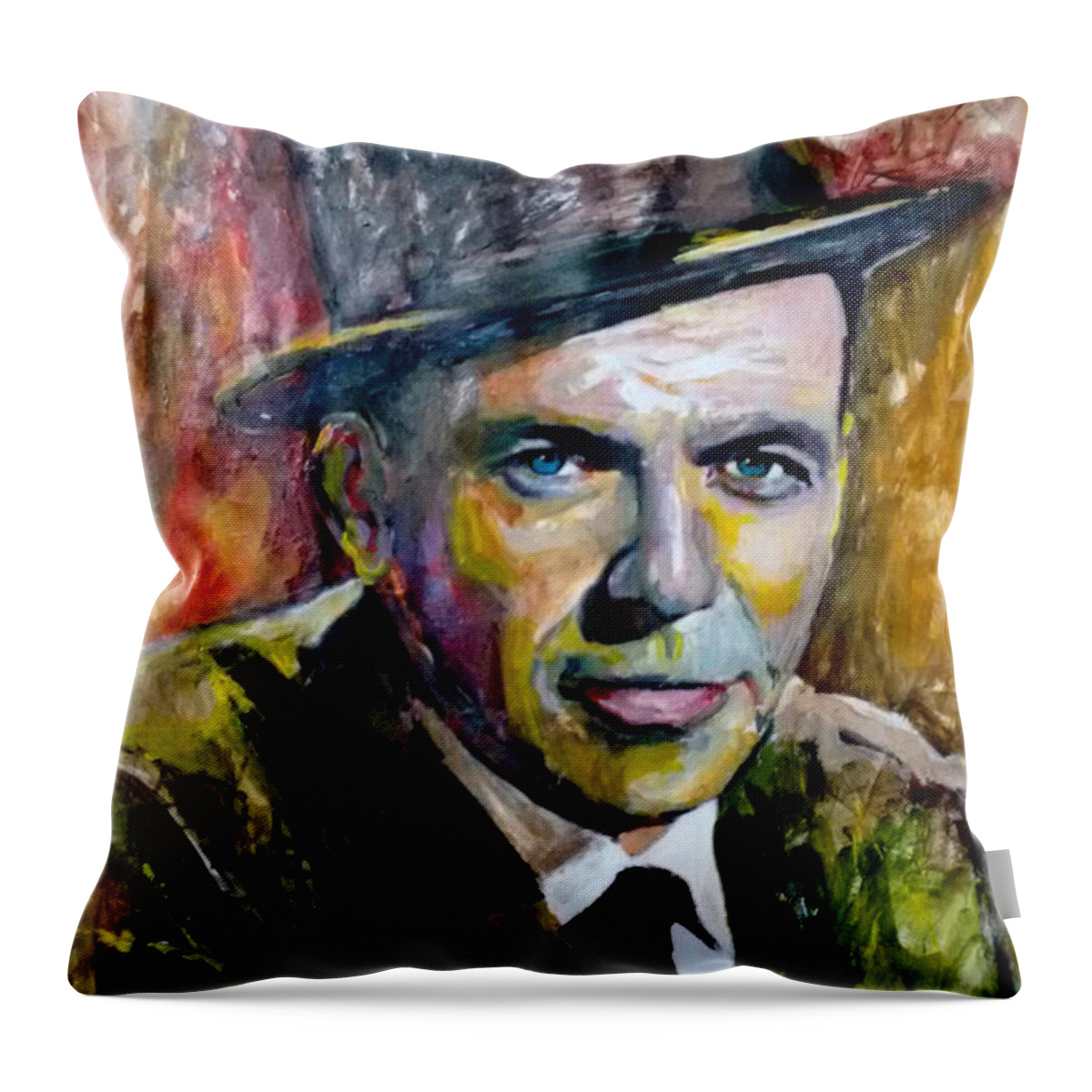 Frank Throw Pillow featuring the painting Frank Sinatra #5 by Marcelo Neira