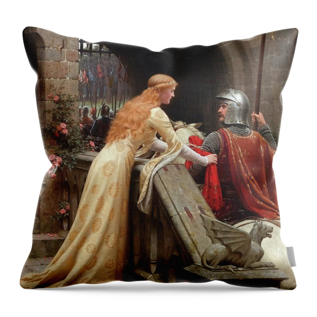 God Speed Throw Pillow featuring the painting God Speed #7 by Edmund Blair Leighton