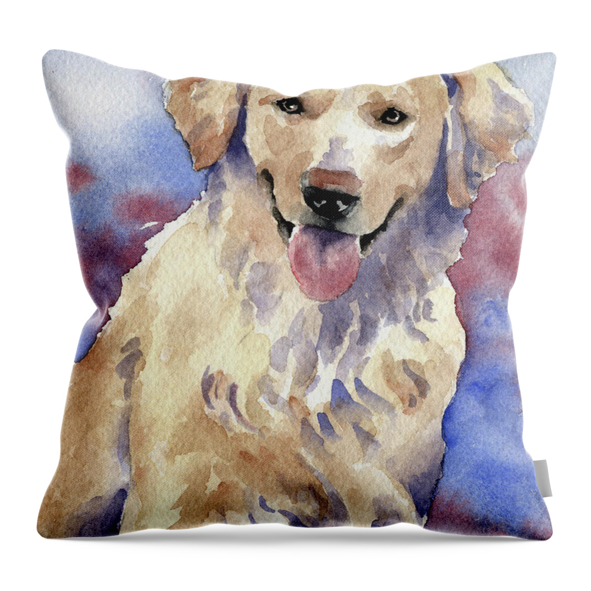 Golden Throw Pillow featuring the painting Golden Retriever #1 by David Rogers
