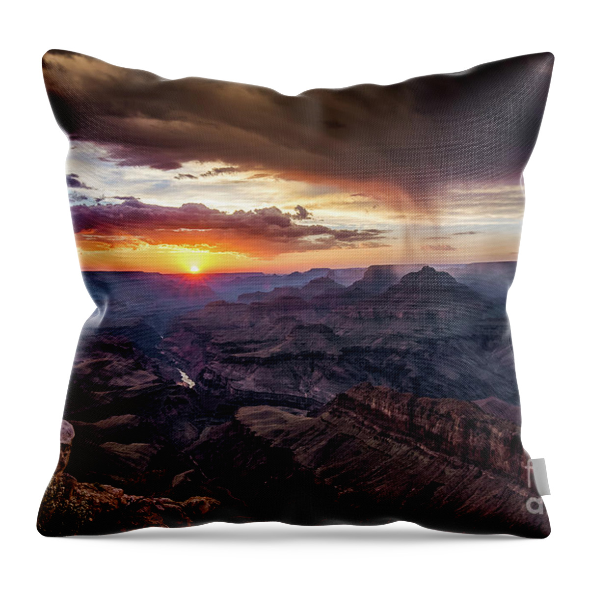Canyon Throw Pillow featuring the photograph Grand Canyon Monsoon Sunset #2 by Alissa Beth Photography